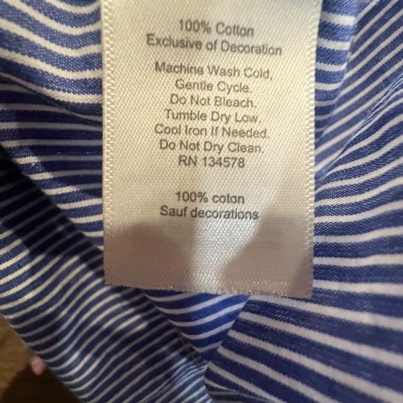 Vineyard Vines Girls Striped Ruffle Top New With Tags Blue/White Stripe Sz L - Picture 10 of 10